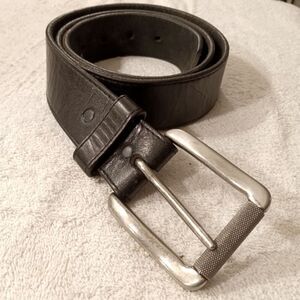 Justin Men's Vintage Black Leather Belt with Silver Buckle